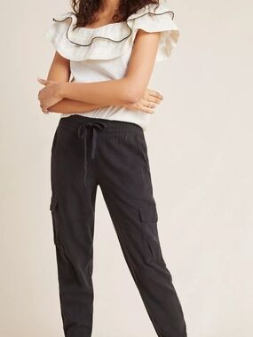 Anthropologie Cloth & Stone Black Cargo Drawstring Joggers Small